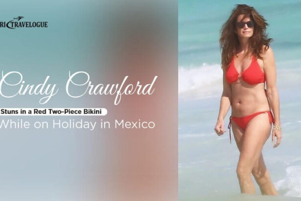 cindy crawford stuns red two piece bikini on holiday mexico